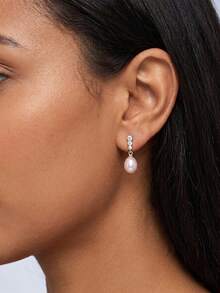 AETOLIA Juego de joyas de plata de ley 925 con perlas naturales, collar y pendientes de circonita cúbica, regalo de aniversario de boda para mujer - Amarillo Oro - Ver 4