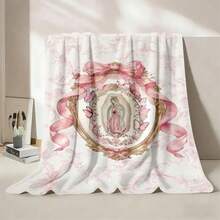 Our Lady Of Guadalupe Pink Bow Frame Flannel Blanket Super Soft Warm Cozy Throw For Bed Sofa Travel Ideal Gift For Feminine Catholic Fans Girlfriend Colorful Design, Super Soft Flannel Printed Blanket,As Birthday Gifts, Family, Wedding, Souvenir Blankets, Polyester Blankets Suitable For All Seasons, Washable, Machine Washable, Lightweight, Breathable, Comfortable, Warm, Unique, 280gsm For Him, Her Personalized Ideal Gifts For Her, Him, Perfect Nap, Camping, Travel, Home, Daily Life, Office Decoration, Birthday, Anniversary, Valentine's Day, Thanksgiving, Christmas, Halloween, Mother's Day, Father's Day, Wedding, New Year Gifts ,Sofa,Bed,Car,Bedroom,Living Room,Office, Outdoor Camping, Beach,Wall Decoration - Multicolor - View 10