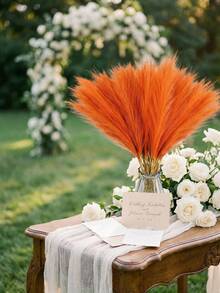 Lebendiges Orange 18 Stücke Pampasgras Imitat Set - 22 Inches hoch für Hochzeit, Party, Wohnzimmer und Schlafzimmer Dekoration, ohne Vase, Frühlingsdekoration, Valentinstag, moderner einfacher nordischer & bohemian Stil, perfekt für Zuhause, Vasen, Hochzeiten, Partys, Wohnzimmer, Schlafzimmer, Hotel, Galerie, DIY Wand, Bürotisch, Geburtstags- und Abschlussgeschenke, Herbst- und Rückkehr-zur-Schule-Dekoration - Orange - Übersicht 5