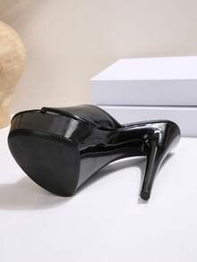Sandalias romanas de tacón de aguja alto con plataforma, punta abierta y correa con hebilla, moda sexy europea y americana 2026, zapatos de verano - Negro - Ver 5