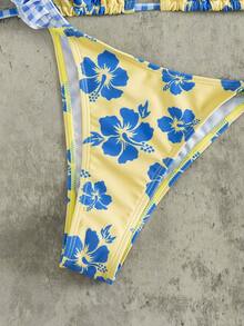 Bộ bikini tam giác viền ren 2 mảnh dành cho nữ, hai họa tiết in, thích hợp cho kỳ nghỉ trên đảo và bơi lội ở bãi biển. - Nhiều màu - Xem 6