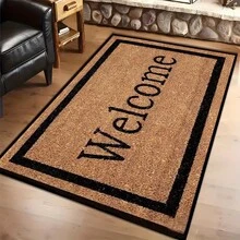Modern Welcome Rug With "Welcome" Sign - Non-Slip Thick Pile Suitable For /Outdoor Use, Machine Washable Soft Suitable For Entryway, Front Door, Kitchen, Bathroom - Neutral Colors (,) - trắng - Xem 1