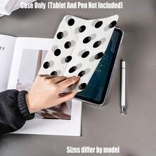 Y-Fold High Transparency Acrylic Protective Case With Pen Slot. Minimalist Geometric Dot Print Y-Fold High Transparency Acrylic. Black & White Minimalist Geometric Dot Y-Fold High Transparency Acrylic Protective Case. Tablet Protective Case Features: Y-Shaped Three-Fold Stand Design, Smart Sleep/Wake Function - Multicolor - View 3