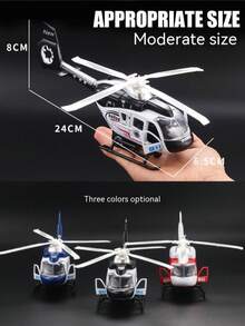 Alloy Die-Cast Military Helicopter Toy With Lights & Sounds, Rotating Propeller, Suitable For Children 3+ Years Old - Multicolor - View 4