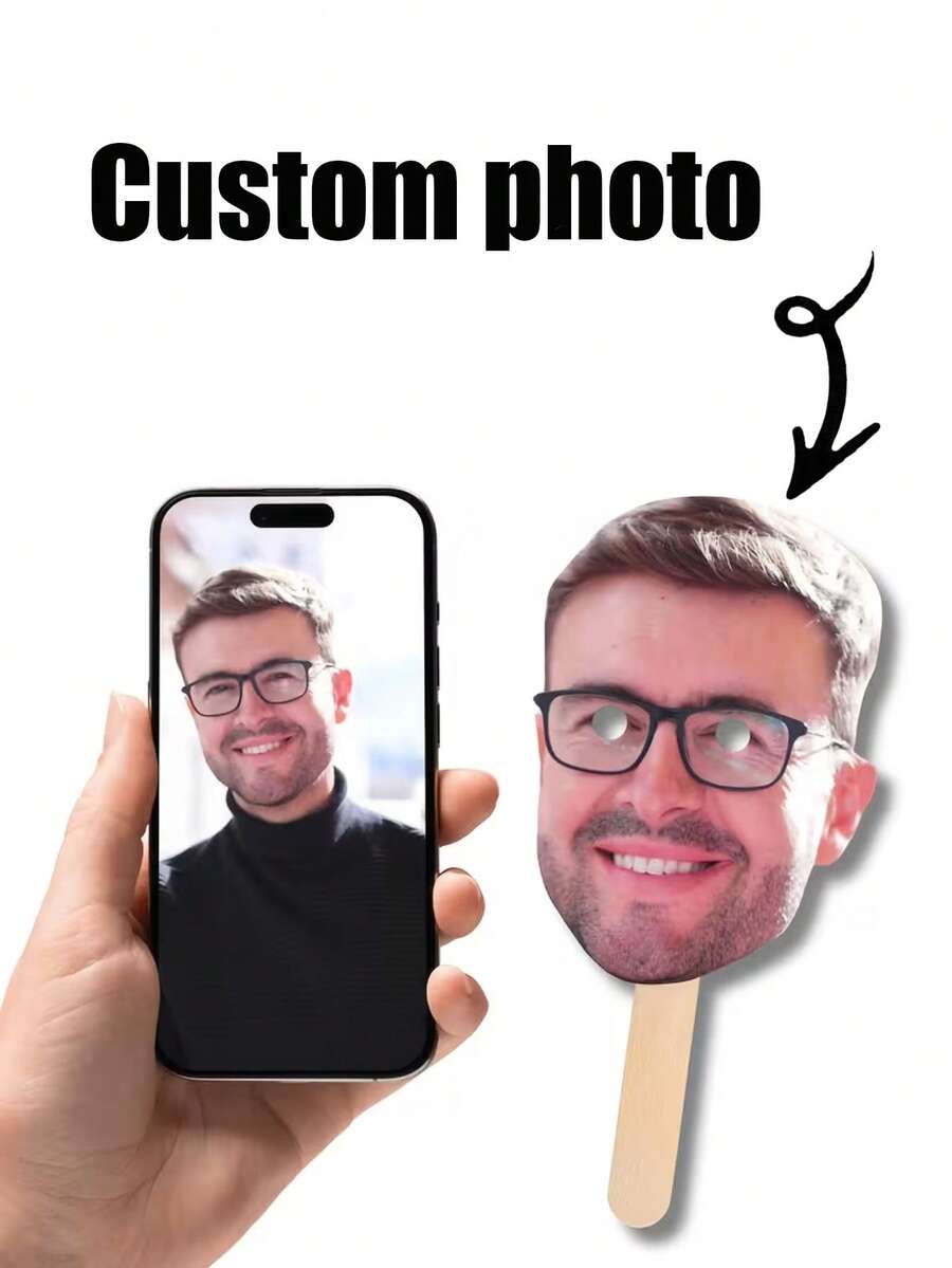 Máscara con foto personalizada, retrato de cabeza de boda personalizado, retrato hueco de cabeza grande personalizado, decoración de fiesta con hueco en la cara personalizado, sube una foto, adecuado para cumpleaños, boda, amigos, familia, multifuncional, personalizado - Multicolor - Ver 1