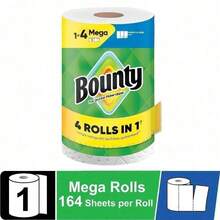 Bounty Paper Towels Select-A-Size White – 1 Mega Roll (164 Sheets/Roll), 2x More Absorbent, Quicker Picker Upper Vs. Leading Brand, Equals 4 Regular Rolls For Fewer Roll Changes - B - Xem 4