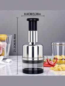 Stainless Steel Garlic Press And Food Chopper - Handheld Manual Kitchen Tool For Garlic, Vegetables, Onions, Nuts, Durable And Easy To Use, Fresh Ingredients, Mini Grinder, Kitchen Tool, Vegetable Slicer, Stainless Steel Construction, Suitable For RV Kitchen - Multicolor - View 16