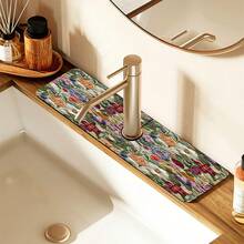 1 Stück Blumenmuster Armaturenabdeckung, strapazierfähiges Polyester, schnell trocknend, leicht zu reinigen, geeignet für Küche und Badezimmer, einfache Installation, tägliche Dekoration, Geschenk, Badezimmermatte, strapazierfähige Armaturenabdeckung, Armaturenzubehör - Verschiedenfarbig - Übersicht 6