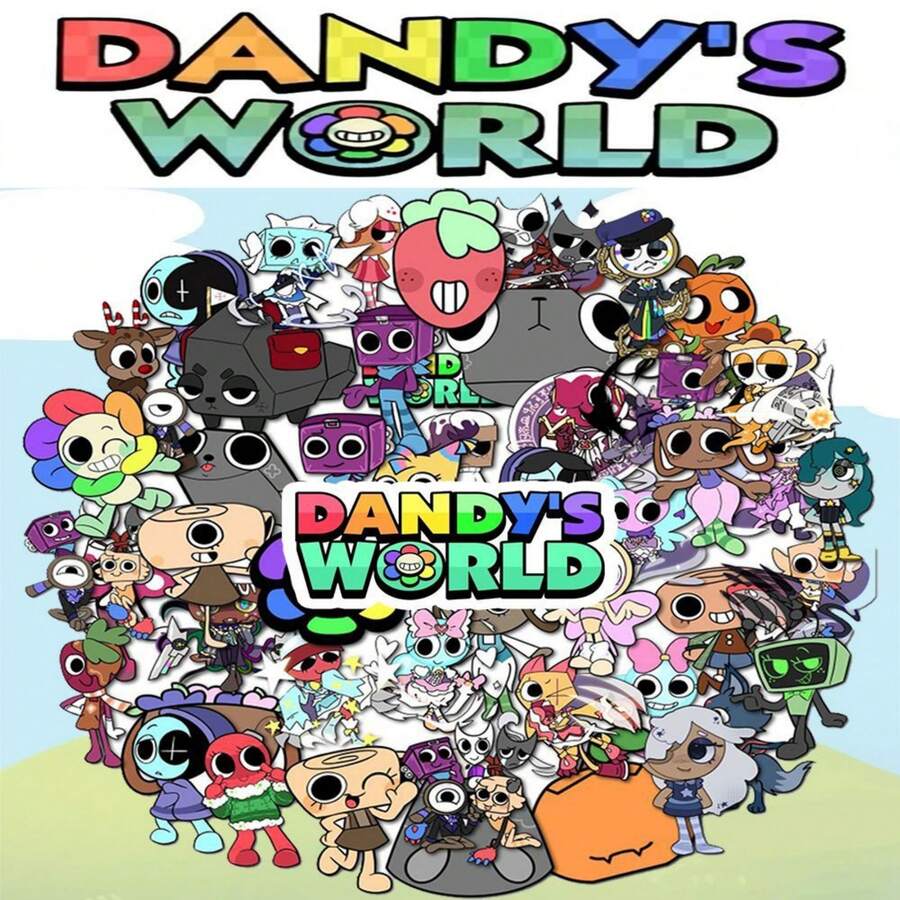 55 piezas Pegatinas de dibujos animados del mundo dandy, pegatinas decorativas creativas y lindas para teléfono, adecuadas para niños y niñas - Multicolor - Ver 1