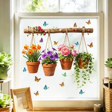 1 pieza Adhesivo de pared con diseño de flores y mariposas en acuarela, autoadhesivo y removible para sala de estar, dormitorio, decoración del hogar - Unitalla - Ver 2
