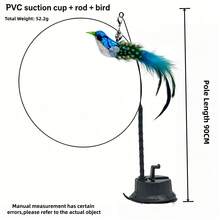 Multi-Color Interactive Cat Teaser Wand With Feather & Bell, Durable Self-Play Cat Toy With Strong Suction Cup Base, Suitable For Indoor Cat Exercise, 1pc - Purple - View 3