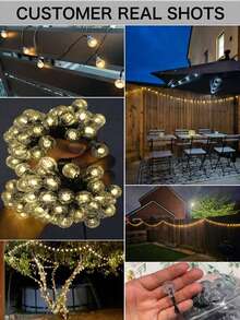 1 pieza Luces solares LED impermeables con cuerda, 20/50/100 bombillas, longitud de 5m/7m/12m, 8 modos de iluminación, bola de cristal, luces solares de hadas, adecuadas para decoración de jardín, fiesta al aire libre, decoración del hogar y al aire libre en primavera, verano y otoño, campamento, barbacoa, decoración de boda, regalos del Día de la Madre y del Padre - Multicolor - Ver 9