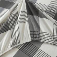 Juego de Ropa de Cama Estampado de Cuadros Clásicos Sabanas , Incluye Sábana Bajera Colcha con Altura de 30cm,   Sábana Encimera y Fundas, Microfibra Hipoalergénica Antiarrugas, Tamaños Individual Matrimonial Queen King - Gris - Ver 3