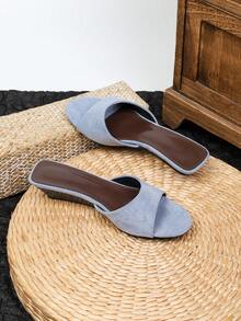 3.5CM Thick Sole Round Toe Sandals For Women, 2026 New Comfortable Open Toe Minimalist Flat Soft Bottom Casual Sandals - Blue - View 2