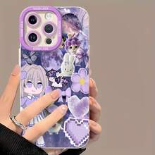 Funda para teléfono de color morado con bonitos diseños, compatible con Samsung, Apple, VIVO, OPPO, , Transsion, ,  y Honor. Fabricada en TPU, ofrece protección contra golpes y caídas. Un regalo ideal para familiares y amigos. - Blanco - Ver 6