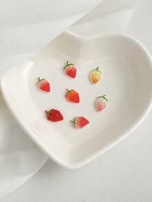 50pcs Random Mixed Color Cute Cartoon Strawberry Nail Art Charms, 3D Resin Realistic Fruit Nail Decoration, Suitable For Summer Nail Art And Phone Case Decoration - Multicolor - View 5