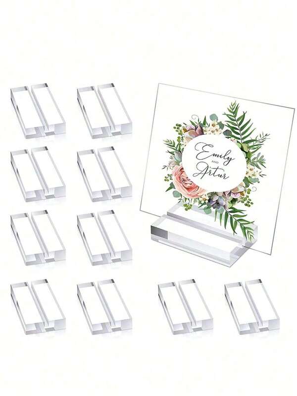 1pc/5pcs/10pcs Acrylic Business Card Holder, Acrylic Card Display Stand, Desktop Sign Holder, Wedding Sign Holder, Desktop Display Stand, Wedding Photo, Office Menu, Meeting