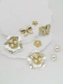 26pcs Set French Elegant Bowknot & Flower Decorative Buttons For DIY Sandals - Gold - View 3
