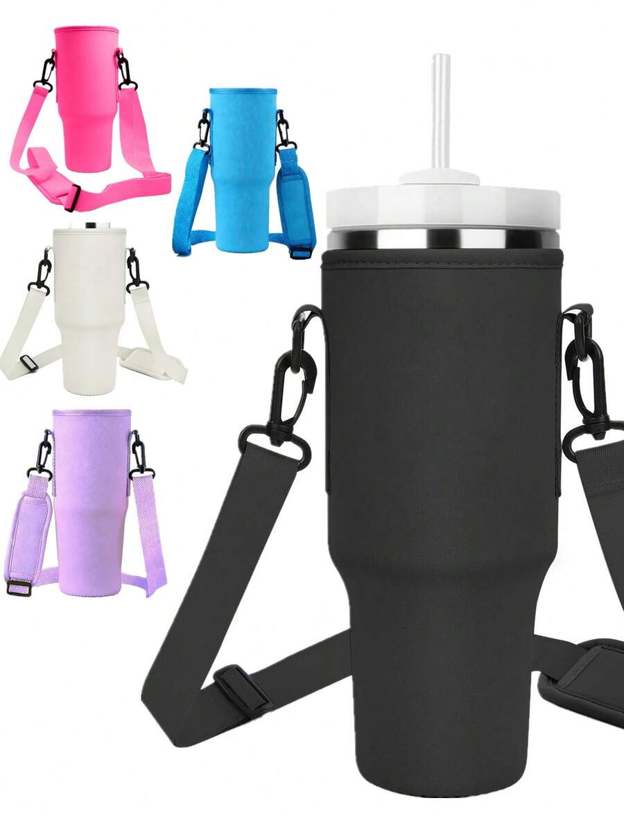 1pc 40oz Insulated Bottle Sleeve, Fits Insulated Bottles, Insulated Bottle Sleeve/Storage/Organization, Shock-Absorbing Insulated Bottle Sleeve, Car Cup Holder Protective Cover, Adjustable Shoulder Strap, Suitable For Outdoor Travel, Fitness, Daily Use, Mother's Day, Birthday Gift - Multicolor - View 1