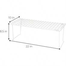 Estante apilable para gabinete – Extragrande de 22 x 10 Pulgadas – Alambre de Metal de Acero – Organizador de clóset, Plato, mostrador y despensa – Cocina – Blanco - Extra grande - 22 x 10 pulgadas - Ver 3