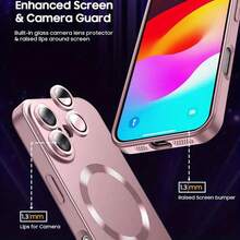 奢华金属漆软TPU手机壳，兼容 16、16 Plus、17、17e、17 Pro、17 Pro Max、7/8/SE2/SE3、7 Plus/8 Plus、XR、11、16e、16、16 Pro、16 Plus、16 Pro Max，防摔磁吸保护套 - 玫瑰金 - 查看 3