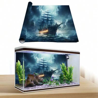 风暴骑士，鱼缸背景画，水族箱背景贴纸，爬行动物笼背景贴纸，正面自粘，鱼缸景观装饰，水族箱装饰