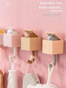 Ganchos decorativos para guardería de bebé, ganchos de almacenamiento con diseño de gato de dibujos animados lindos, ganchos creativos fuertes sin rastro, ganchos telescópicos estilo INS para dormitorio - Multicolor - Ver 10