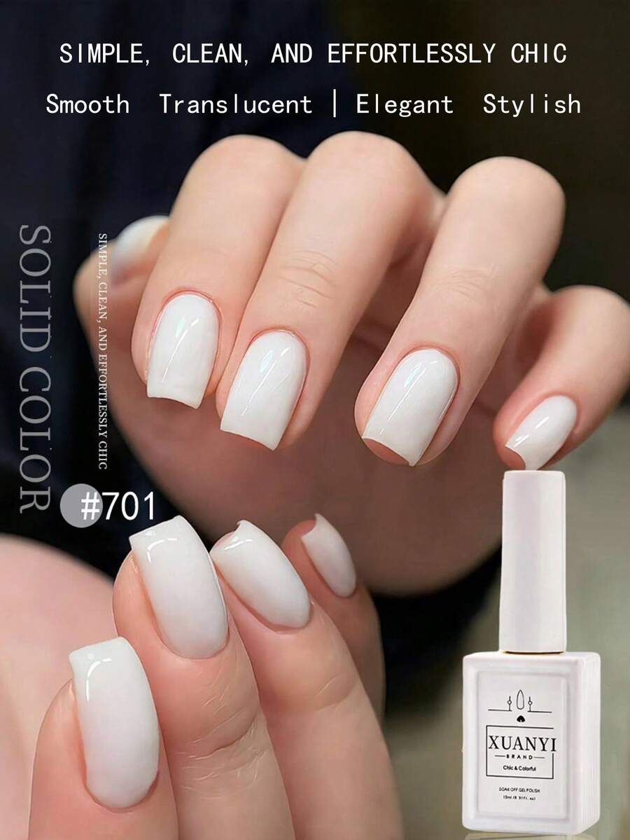 2026 New High Saturation Transparent White, Pure White, Egg White Gel Nail Polish, Nude Color Gel Nail Polish, Versatile And Fashionable - White - View 1
