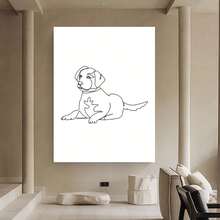 Enmarcado 1 pieza de lámina de arte lineal de perro Labrador - Dibujo minimalista de Labrador Retriever de una sola línea, póster de lienzo  para oficina en casa, dormitorio, sala de estar - Decoración de pared de perro escandinava y moderna, fácil instalación con gancho, regalo para amantes de las mascotas, plano 2D, perfecto para - Enmarcado - Ver 2
