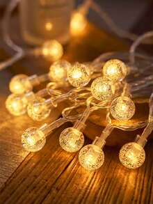1入 1.5m/3m/6m 電池供電 LED 泡泡球串燈，電池驅動，室內裝飾，臥室佈置，婚禮派對裝飾燈，戶外花園樹木裝飾球燈，客廳牆面裝飾燈，露營帳篷裝飾球形串燈 - 透明球 - 查看 7