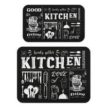 1pc Retro Cooking Themed Kitchen Print Mat For Sink Area, Kitchen Hall & Home Desktop - Super Oil Stain Resistance & Non-Slip Backing Structure, Low Maintenance Easy Clean, Stylish Chalkboard Appearance, Suitable For All Kitchen High-Frequency Counter Scenes - View 1