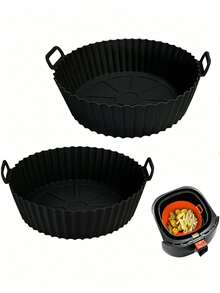 3-5 Quart Silicone Inner Pot, Baking Basket & Baking Tray, Reusable Air Fryer Accessories (1 Set) - Multicolor - View 15
