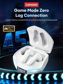 Lenovo XT53 Bluetooth Earphones, Half In-Ear, Esports Gaming Mode, Low Latency, Waterproof, Sports/Running, High-Quality Audio, Microphone, LED Display Battery Level, Long Lasting, Wireless Earbuds Compatible With Smartphones, Tablets, Laptops - View 5