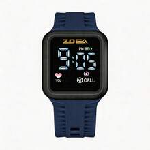 ZOEA Sports Smartwatch With Breathable Perforated Strap + Square Touchscreen + Fitness Style + Daily/Sport Use + Smartwatch - أزرق بحري - مشاهدة 3