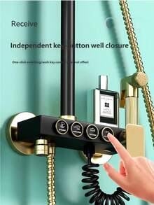 Shower System With 8-Inch Rain Shower Head And Handheld Shower, Black And Gold Exposed Shower System, 4-Function Bathtub Shower Faucet Set, Rain Shower Head With Handheld Sprayer, Complete Shower System Kit With Brass Valve (Some Parts Random, Some Packaging Random) - Black Gold - View 5