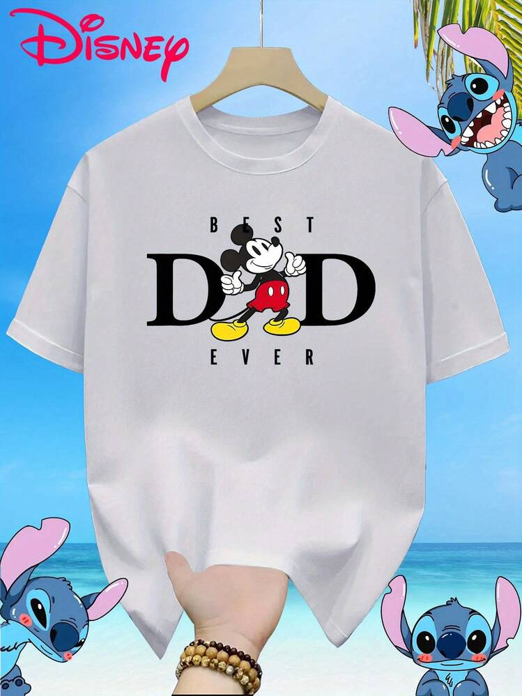 (Authorized By Disney. Mickey Mouse) Mickey Mouse, Designed With The Theme Of Father's Day, Stands In The Middle Of The Letter "DAD" With The Slogan "BEST DAD EVER", A Group Of Elegant Ladies, Ladies' Cotton T-Shirts, With Soft, Comfortable And Breathable Fabrics, Suitable For Daily Wear, Shopping, Travel, Parties And Home Use, With The Same Clothes For Men And Women And Couples. Every Woman Should Have One. - 白色 - 查看 1