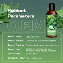 30ml/100ml Peppermint Essential Oil, Gentle And Long-Lasting Plant Fragrance, Suitable For Face, Hair And Body, Can Be Used In Diffusers And Massage, Portable Bottle, Perfect For Home, Car And Travel, Ideal Holiday Gift - Mint - View 5