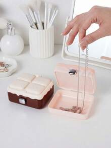 Cream Cake Style Portable Jewelry Box With Mirror, Mini Travel Jewelry Storage Case, Cute Double-Layer Convenient Large Capacity Compartment For Earrings, Necklaces, Rings, Compact & Elegant Design, Ideal Gift For Girls - Multicolor - View 7