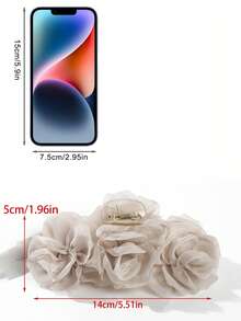 1pc Women's Solid Color 3D Ruched Mesh Rose Flower Hair Clip, Suitable For Daily Wear And Party Occasions,Festival,Birthday - Multicolor - View 4