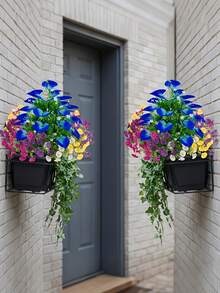 5 ramos de lirio de cala azul artificial, flores de campanilla de colores mixtos, estilo granja americana - resistente a los rayos UV, arbusto de floración de primavera de plástico, no se desvanece - adecuado para decoración del hogar, porche, alféizar de la ventana, maceta, jardín del hogar, decoración de patio, decoración interior/exterior, decoración de primavera/verano - Multicolor - Ver 5