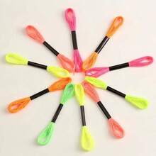 12 piezas de hilos de bordar de punto de cruz con líneas de teñido fluorescente para hacer pulseras tejidas, hilos de costura para bordado - multicolor - Ver 5