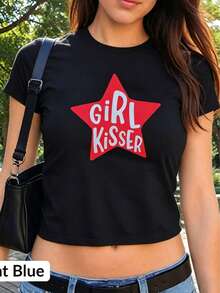 [Crop Top] Lesbian Pride Crop Top, Funny Girl Kisser Tank, LGBTQ Shirt,  Pride Party Crop Tank, Lesbian Pride Gift For Her, Pride Month Shirt2026 - 黑色 - 查看 1