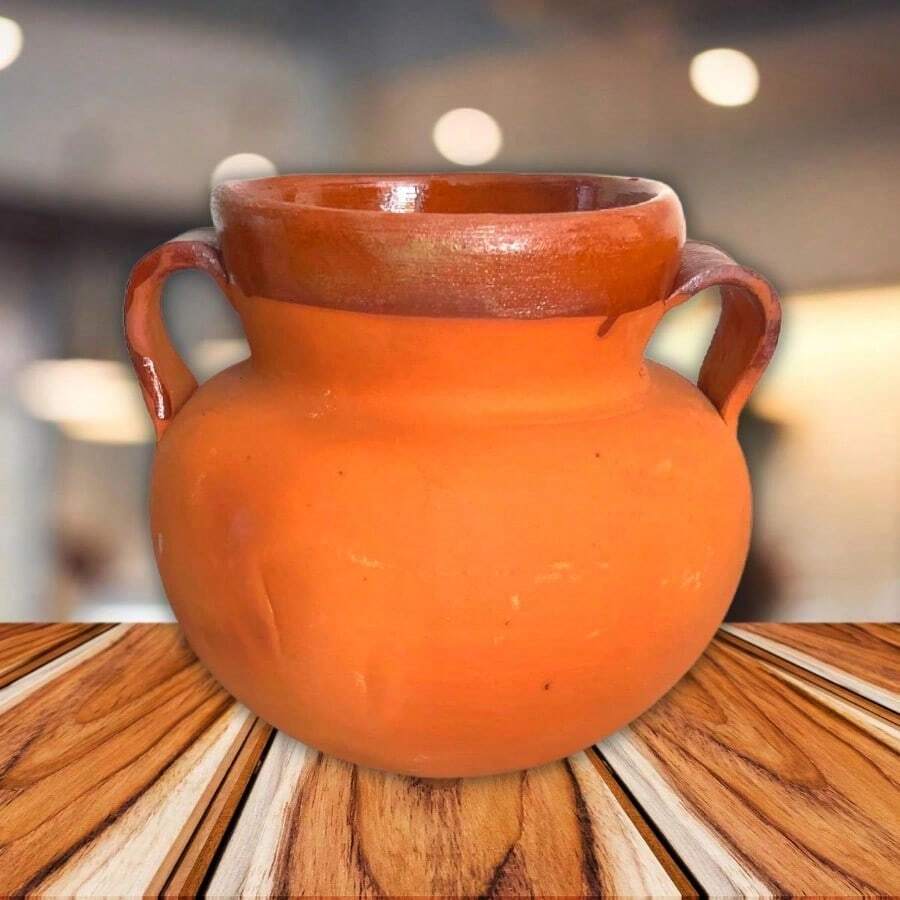 Olla de barro bola capacidad 6 litros olla mexicana tradicional chocolate frijoles cocina hogareña artesanal resistente retención calor sabor auténtico - Ver 1