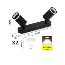 CANMEIJIA 1个木纹GU10嵌入式吸顶灯，黑/白双头，铝制材质，带/不带灯泡，适用于商店/书房/卧室/客厅/咖啡厅/展览馆/画廊/博物馆/走廊/门廊，可根据需要选择尺寸 - 吸頂射燈GU10燈座 - 查看 14