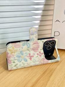 1pc Fashion Floral Watercolor Pattern Full Coverage Classic Anti-Drop High-Quality Silk Texture PU Leather Flip Wallet Phone Case With Card Slots, Foldable Design, Suitable For IPhone17/IPhone17 Air/IPhone17pro/IPhone17pro Max/IPhone16/IPhone16 Plus/IPhone16pro/IPhone16pro Max/IPhone15/IPhone15 Plus/IPhone15pro/13/14/12/11, Great Gift For Friends, Family, Couples, Birthday, Holidays - Multicolor - View 4