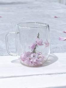 客製化手工玻璃馬克杯，內含真實乾燥花，植物花卉玻璃杯飲具組，可客製姓名與文字，咖啡杯、茶杯，居家裝飾、紀念品 - 多色 - 查看 10
