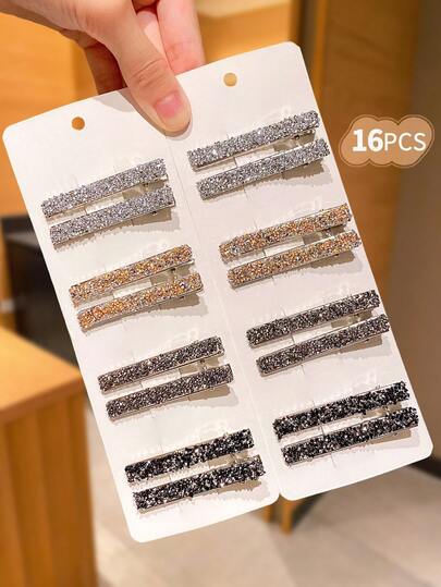 8/16 stuks glanzende haarclips voor meisjes, geschikt voor het stylen van pony's en losse plukjes, modieuze haarclips in metaalkleur, elegante haaraccessoires voor dames, geschikt voor dagelijks gebruik en feestjes, minimalistische haarclips, ideaal voor meisjes die onderweg zijn.