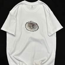 Loose-Fitting T-Shirt With Seashell Print, Y2K Couples For Communicating - White - View 3
