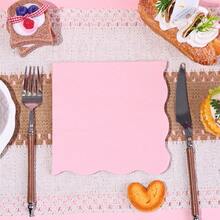 20/40/60pcs Classic Light Pink Bordered Disposable Napkins, Minimalist Solid Color Lace Cocktail Napkins, 13*13 Inch 2-Ply Thickened Decorative Napkins, Suitable For Birthday, Wedding, Engagement And Party Decoration - Multicolor - View 2