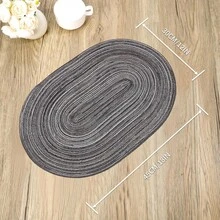 Bộ khăn trải bàn hình bầu dục dệt, có thể giặt, chống trượt, chịu nhiệt, thích hợp cho nhà bếp và phòng ăn. - Màu xám đen - Xem 4